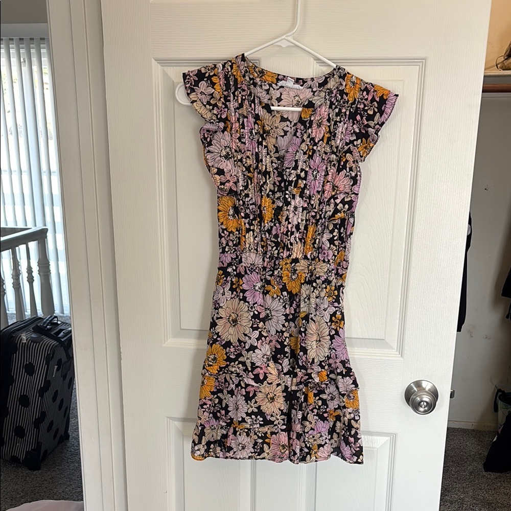 Steve Madden Purple and Yellow Ruffled Mini Sundress